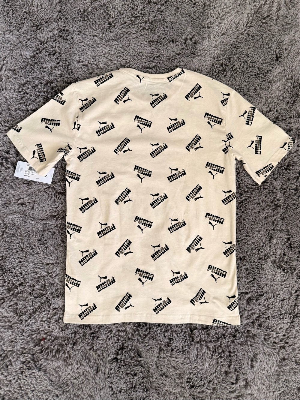 Puma Cream Short-Sleeve Tee with Black Logo Print - Picture 6 of 6